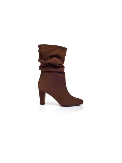 Manolo Blahnik Brown Crosta Mid Calf Boots