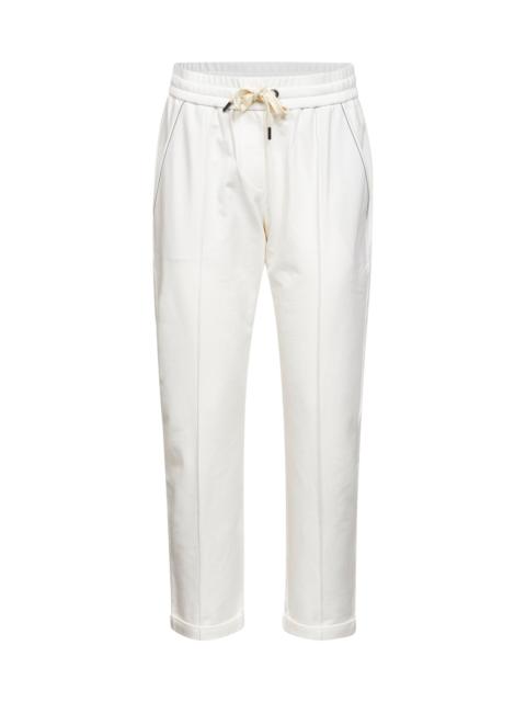 Brunello Cucinelli White stretch fleece monili Track trousers