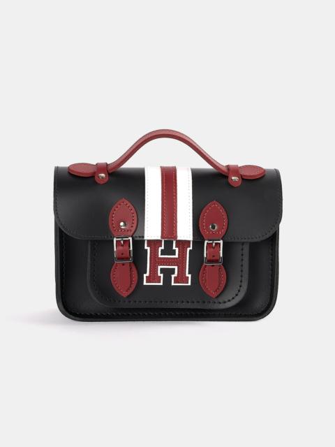 Cambridge Satchel The Mini - Black with Harvard Stripe