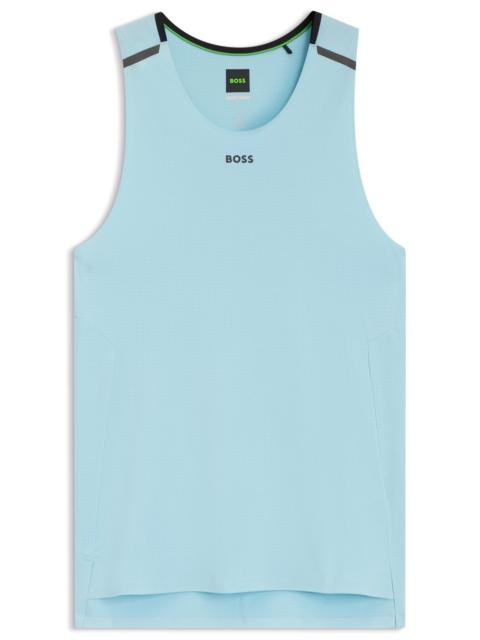 BOSS ACTIVE MESH-JERSEY TANK TOP WITH DECORATIVE REFLECTIVE DETAILS