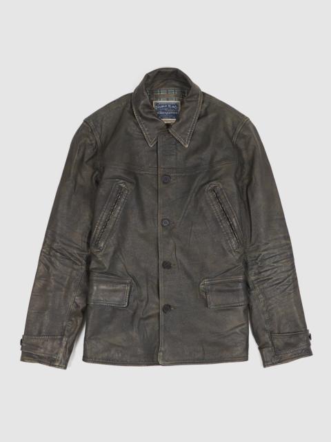 RRL by Ralph Lauren Double RL Indigo Leather Car Coat