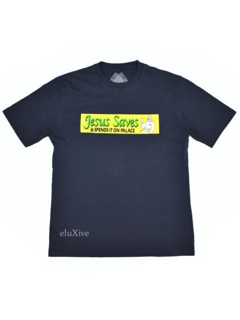 PALACE Palace Jesus Saves Tri Ferg Logo T-Shirt Navy SS21