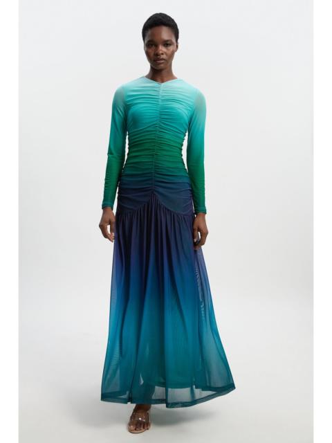 KAREN MILLEN Long Sleeve Ombre Mesh Maxi Dress