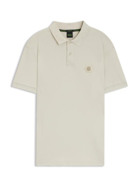 BOSS PIMA-COTTON POLO SHIRT WITH DOUBLE B MONOGRAM