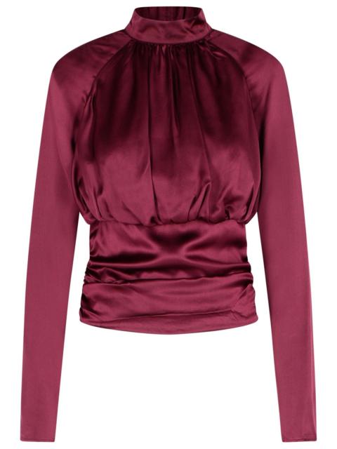 ROTATE Rotate 'Kala' Burgundy Silk Blouse Women