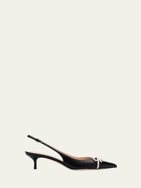 Valentino Patent Cap-Toe Leather Kitten Slingback Pumps