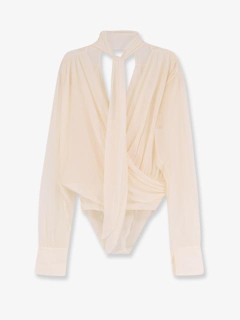 Other Designers Amazuìn Keila Sheer Stretch Tulle Bodysuit White