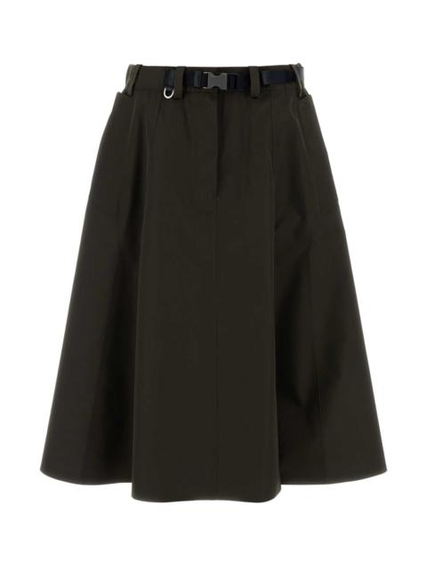 Prada Prada Women Army Green Tech Fabric Skirt