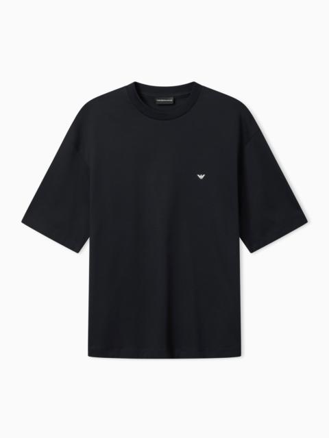 EMPORIO ARMANI OVERSIZED JERSEY T-SHIRT WITH USED-EFFECT LOGO PRINT