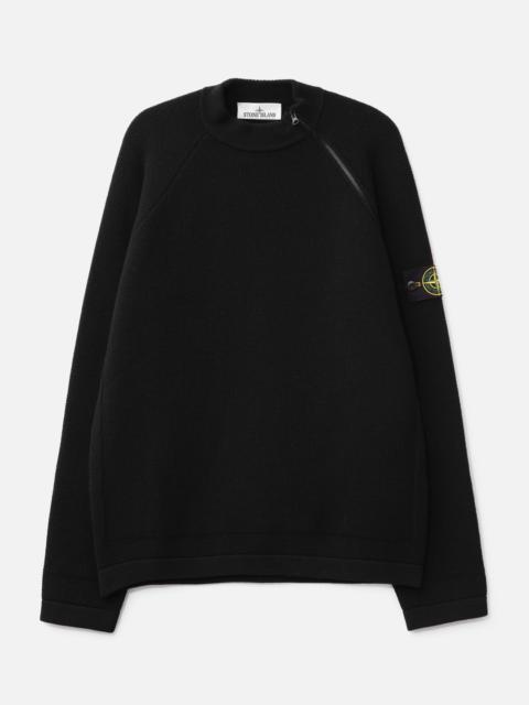 Stone Island STRETCH RWSA WOOL MOCK NECK JUMPER WITH DIAGONAL ZIP
