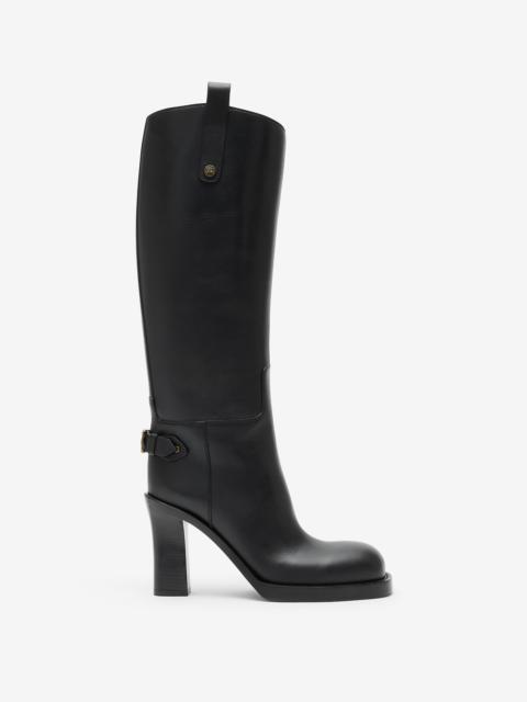 Burberry Leather Cavalier Heel Boots