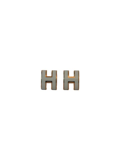 Hermès Hermes Mini Pop H Earrings Rose Gold Hardware White