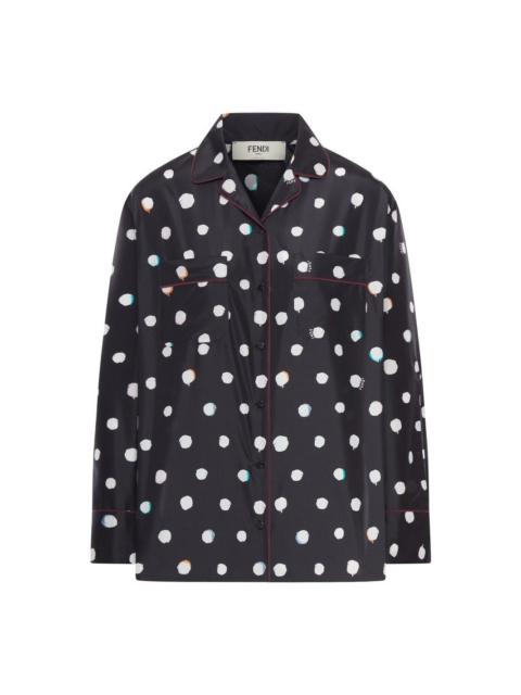 FENDI FENDI Black Silk Taffeta Shirt New & Authentic (Women's size