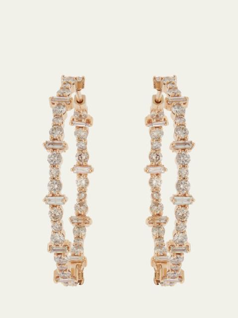 ILEANA MAKRI Champagne Diamond Inside Out Hoop Earrings in 18K Yellow Gold