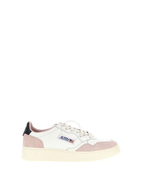 Autry Ladies Goat / Suede Powder / Black Medalist Low Top Sneakers