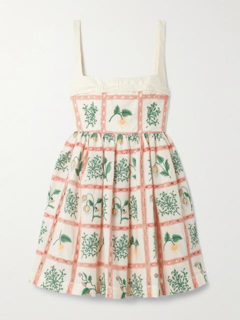 Agua by Agua Bendita Barbara Ruffled Embroidered Cotton Mini Dress