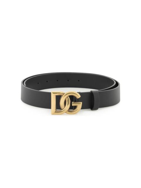 Lux Leather Belt With Crossed Dg Logo