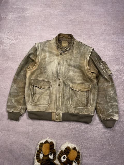 Other Designers Vintage 90's Faded Old Leather Flight Jacket Aviator Type
