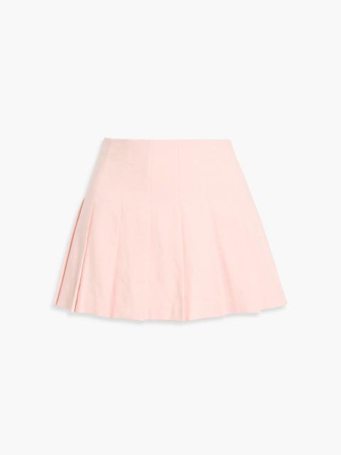 Alice + Olivia Carter pleated linen-blend mini skirt