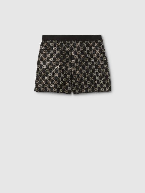 GUCCI Embroidered wool tweed lamé shorts