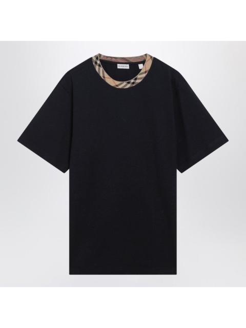 Burberry Burberry Navy T-Shirt With Check Trims Men