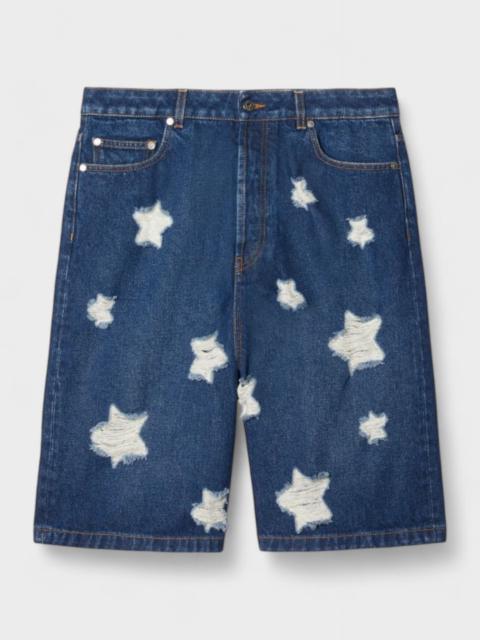Off-White Off-White Stars Denim Ripped Shorts Blue