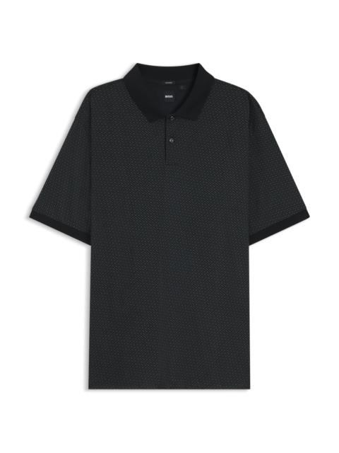 BOSS MERCERIZED-COTTON POLO SHIRT WITH PRINTED MONOGRAMS