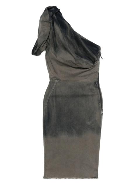 Rick Owens one-shoulder denim midi dress