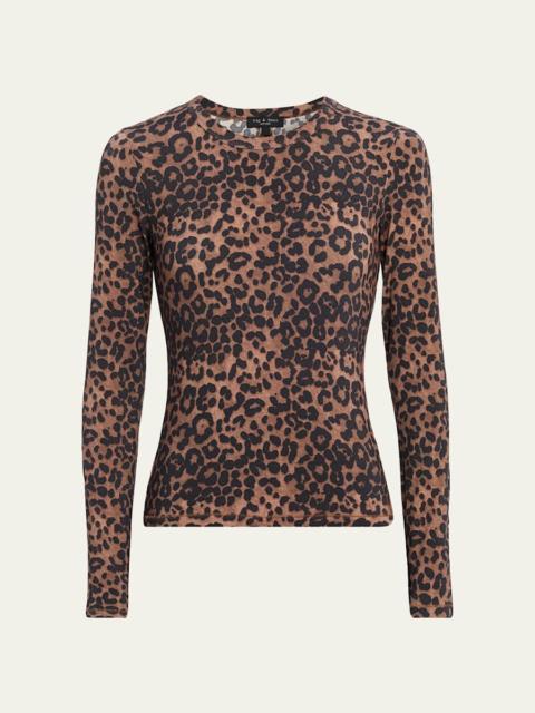 rag & bone Luca Long-Sleeve Leopard Tee