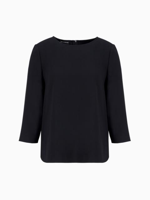EMPORIO ARMANI Envers-satin blouse with 3/4 sleeves