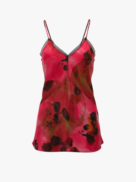 Victoria Beckham Lace Detail Cami Top In Raspberry Floral Print