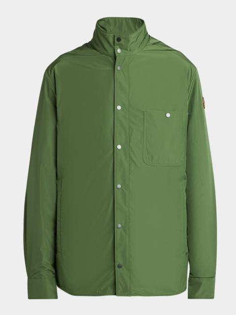 Moncler Men & apos;s Lascax Polyester Shirt Jacket with Leather Logo