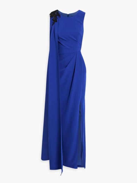 Other Designers Appliquéd draped crepe gown
