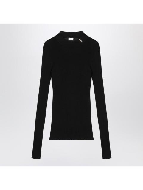 Saint Laurent Black Cassandre Logo Top In Silk Women