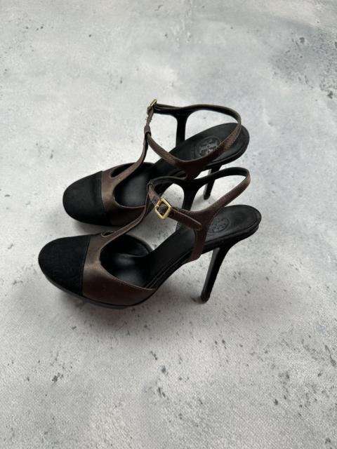 TORY BURCH Vintage Tory Burch Two-Tone Satin & Suede T-Strap High Heels