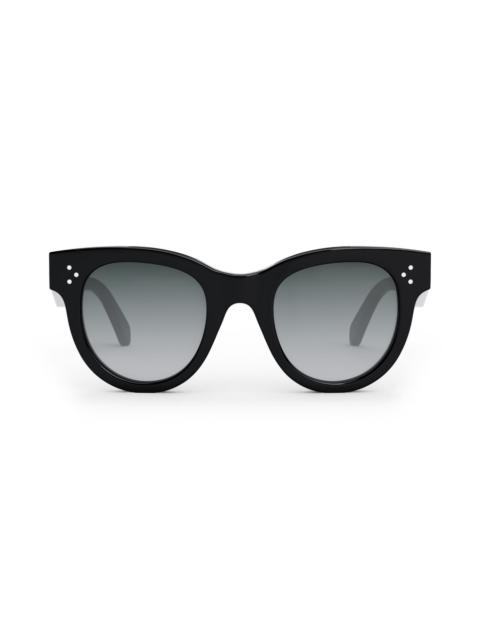 CELINE CELINE Bold 3 Dots 48mm Square Sunglasses in Shiny Black /Gradient Smoke at Nordstrom