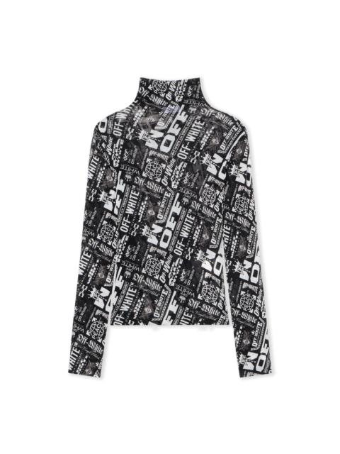 Off-White Multilogo Mesh Long Sleeve Turtle Neck Top