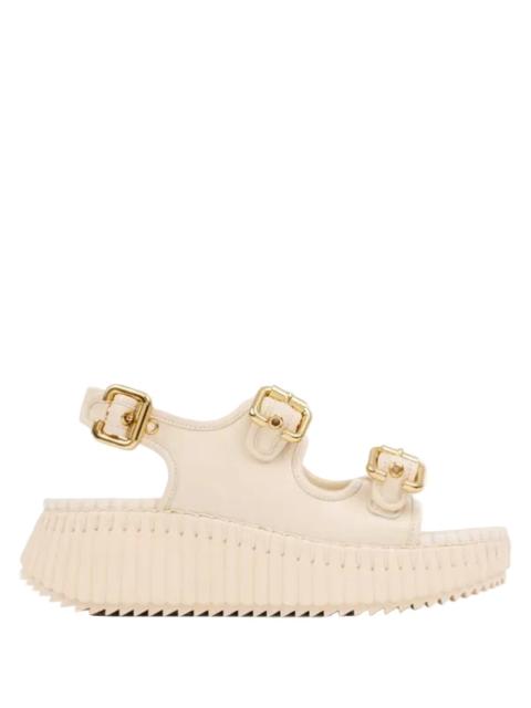 Chloé Nama Wedge Sandals in Eggshell