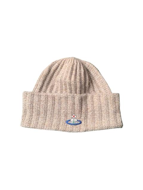 Vivienne Westwood Vivienne Westwood Ribbed Knit Orb Beanie Hat