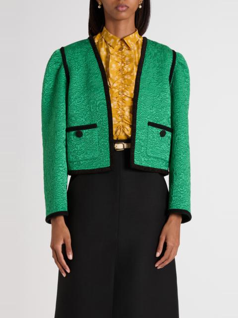 Valentino Valentino Garavani Après L'Hiver Floral Matelassé Crop Jacket in Green at Nordstrom