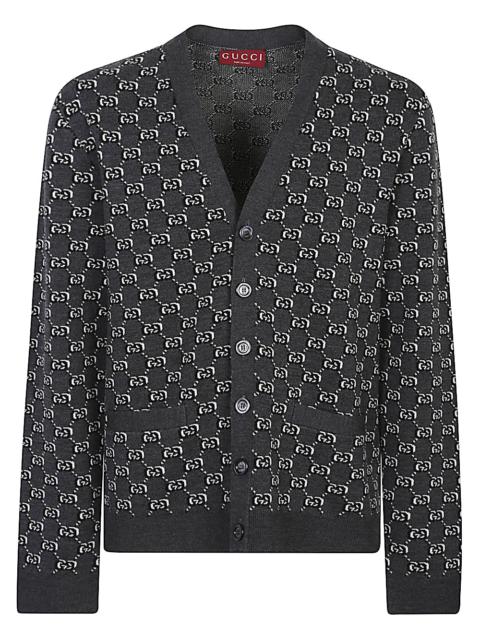 Gucci Men Gg Shadow Wool Cardigan