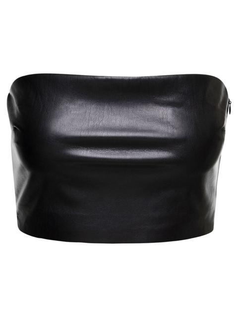 THE ANDAMANE - The Andamane Women Black Bandeau Tube Top Crop Faux Leather In Polyester Woman
