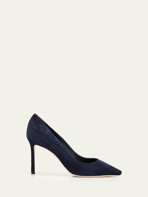 JIMMY CHOO 85mm Romy Suede Pointed-Toe Pumps