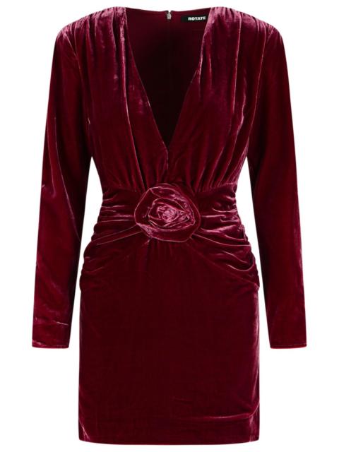 ROTATE Rotate Burgundy Silk Velvet Mini Dress