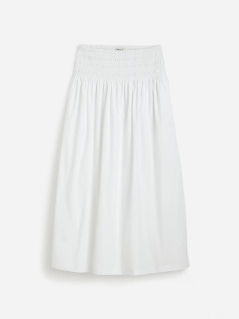Madewell Smocked-Waist Poplin Midi Skirt