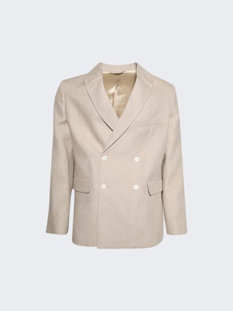 BODE Lightweight Double Breasted Suit Jacket Wheat