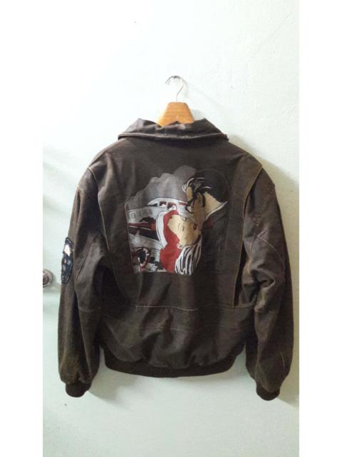 Vintage Military Air Force Jacket Leather Para Patches Italy