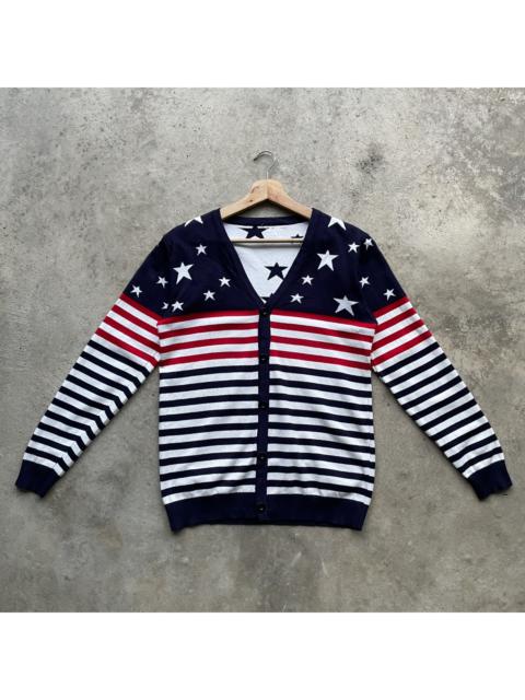 Other Designers Cardigan - Japanese Vintage Striped & Star Cardigan Knitwear