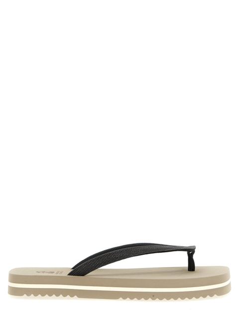サンダル・ミュール BRUNELLO CUCINELLI Sandal with sparkling abstract embroidery Abstract Embroidery flats for Woman in Chocolate | Brunello
