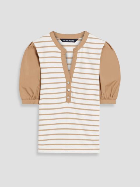 VERONICA BEARD Kellie poplin-trimmed striped cotton-jersey top